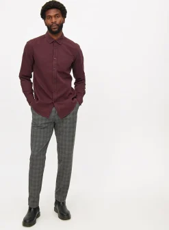 Dark Red Twill Long Sleeve Shirt L