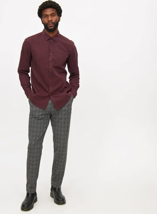Dark Red Twill Long Sleeve Shirt L