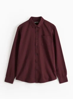 Dark Red Twill Long Sleeve Shirt L