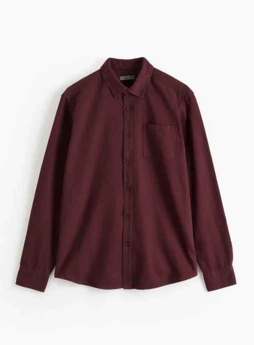 Dark Red Twill Long Sleeve Shirt L
