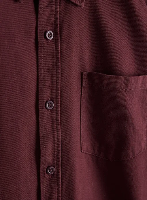 Dark Red Twill Long Sleeve Shirt L