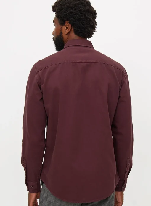 Dark Red Twill Long Sleeve Shirt L