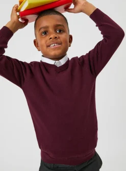 Dark Red V-Neck Jumper 2 Pack 4 years