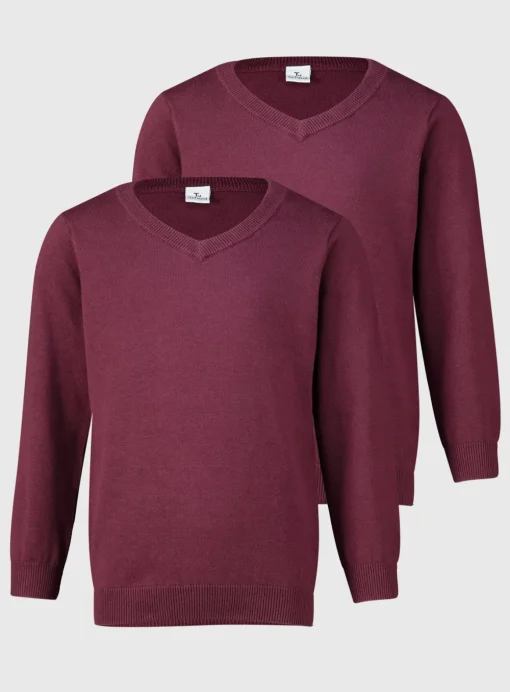Dark Red V-Neck Jumper 2 Pack 4 years