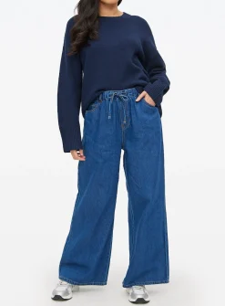 Dark Rinse Denim Ultra Wide Jogger Jeans 22R