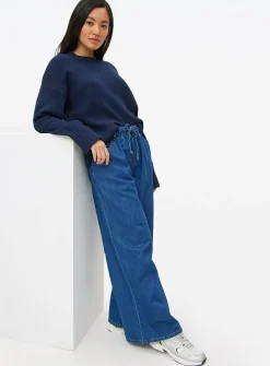 Dark Rinse Denim Ultra Wide Jogger Jeans 22R