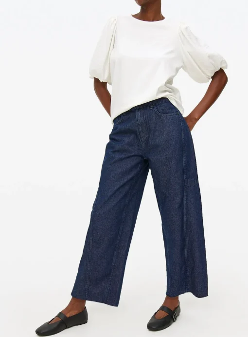 Dark Wash Denim Relaxed Barrel Leg Jeans 12R