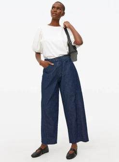 Dark Wash Denim Relaxed Barrel Leg Jeans 12R