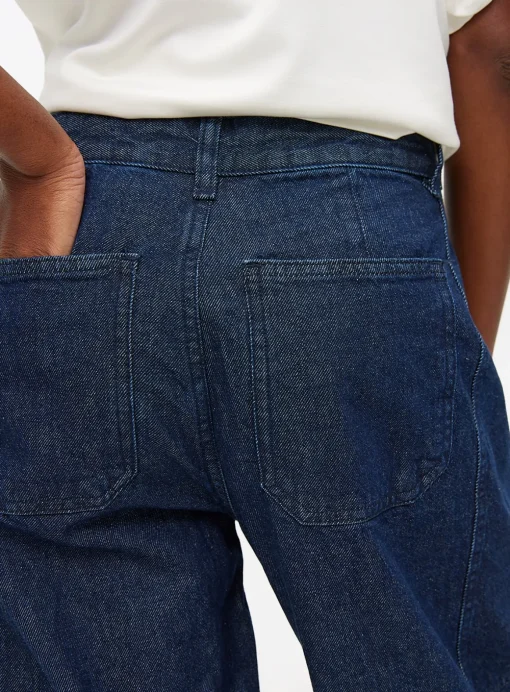 Dark Wash Denim Relaxed Barrel Leg Jeans 12R