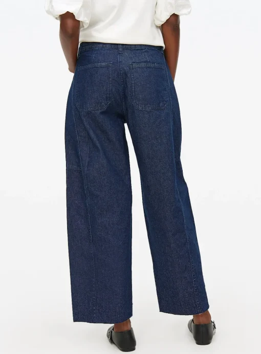 Dark Wash Denim Relaxed Barrel Leg Jeans 12R