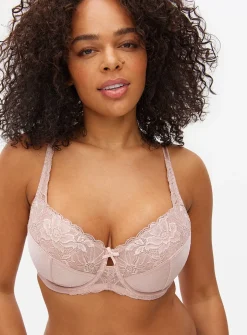 DD+ Mink Floral Lace Non-Padded Underwired Bra 38F