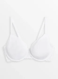DD+ White Dual Moulded Lace Padded Bra 34DD