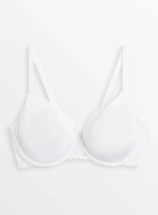 DD+ White Dual Moulded Lace Padded Bra 34DD
