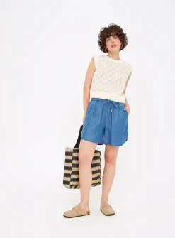 Denim Blue TENCEL™ Lyocel Pull On Shorts 18