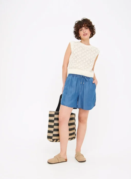 Denim Blue TENCEL™ Lyocel Pull On Shorts 18