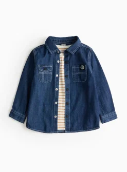 Denim Shirt & Stripe T-Shirt Set 1-2 years