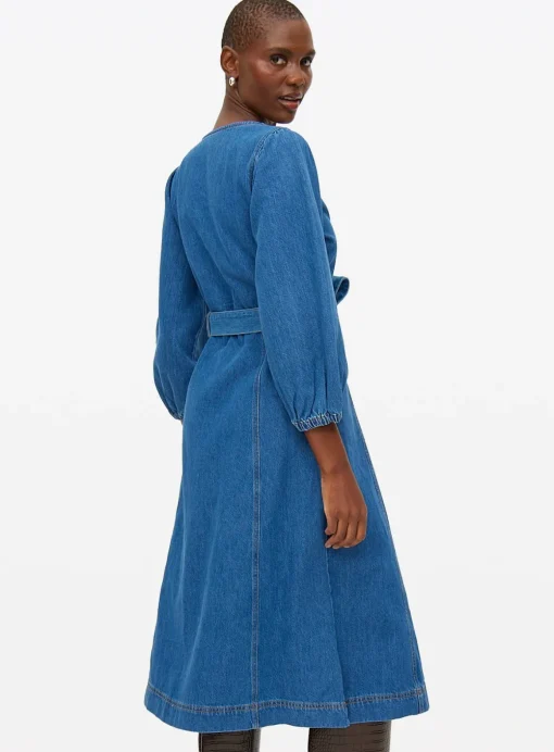 Denim V-Neck Belted Midaxi Dress 16