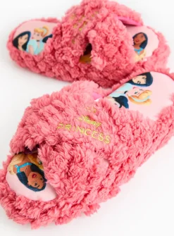 Disney Princesses Pink Fluffy Platform Slippers 10-11 Infant