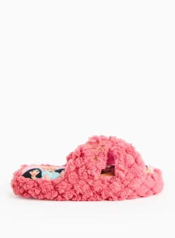 Disney Princesses Pink Fluffy Platform Slippers 10-11 Infant