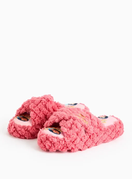 Disney Princesses Pink Fluffy Platform Slippers 10-11 Infant