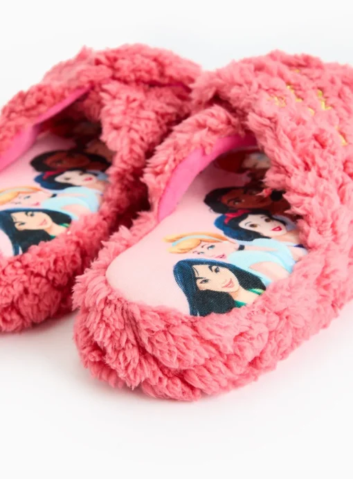Disney Princesses Pink Fluffy Platform Slippers 10-11 Infant