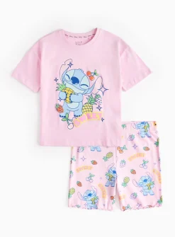 Disney Stitch Print Pink Pyjama Set 3-4 years