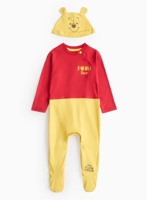 Disney Winnie The Pooh Novelty Sleepsuit & Hat Set 3-6 months