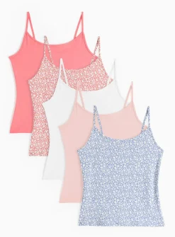 Ditsy Floral Print Cami Vest Tops 5 Pack 16