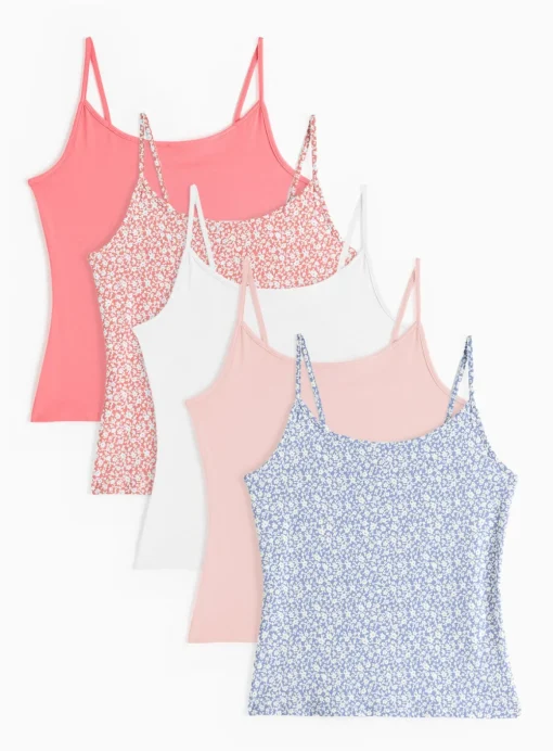 Ditsy Floral Print Cami Vest Tops 5 Pack 16