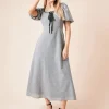 DOROTHY PERKINS Black Gingham Double Tie Front Midi Dress 8