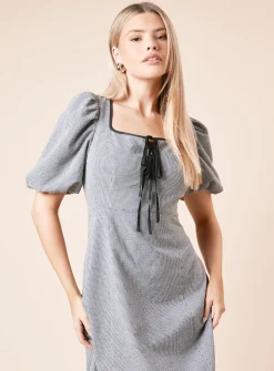 DOROTHY PERKINS Black Gingham Double Tie Front Midi Dress 8