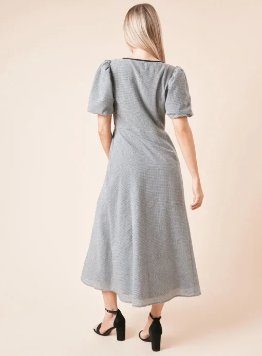 DOROTHY PERKINS Black Gingham Double Tie Front Midi Dress 8