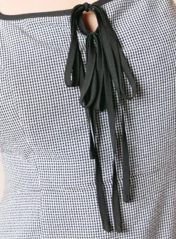 DOROTHY PERKINS Black Gingham Double Tie Front Midi Dress 8