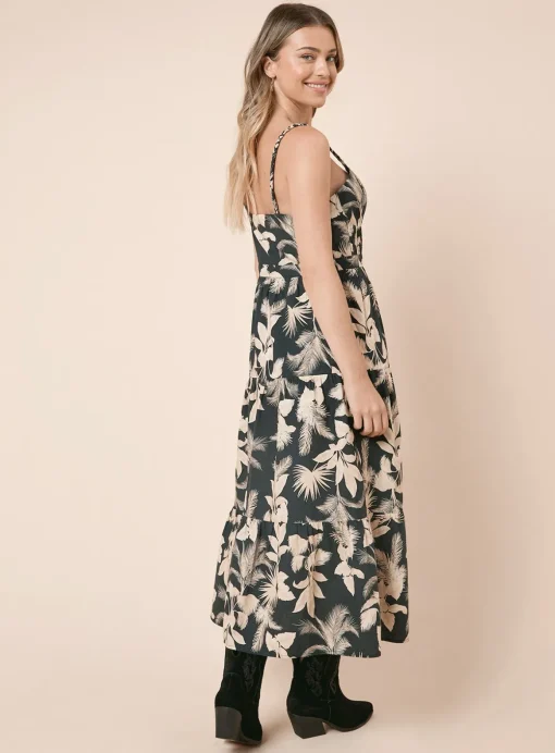 DOROTHY PERKINS Black Palm Twist Detail Strappy Midi Dress 16
