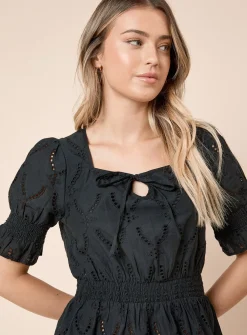 DOROTHY PERKINS Broderie Shirred Hem Tie Front Top 8