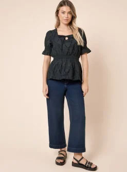 DOROTHY PERKINS Broderie Shirred Hem Tie Front Top 8