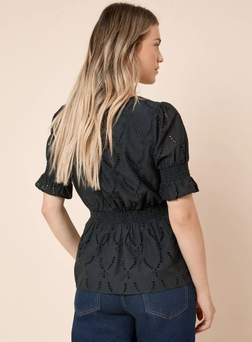 DOROTHY PERKINS Broderie Shirred Hem Tie Front Top 8