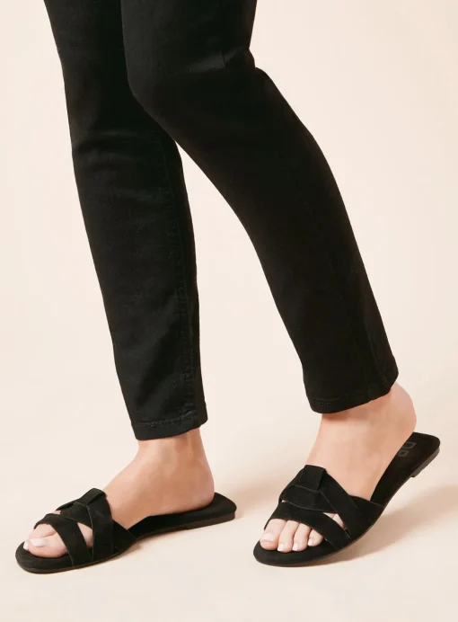 DOROTHY PERKINS Freesia Suede Twisted Flat Mule Slider 7