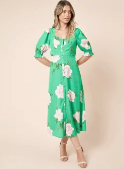 DOROTHY PERKINS Green Floral Button Through Midi Dress 12