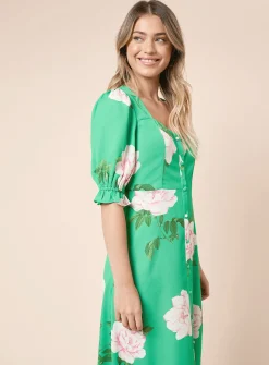 DOROTHY PERKINS Green Floral Button Through Midi Dress 12
