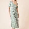 DOROTHY PERKINS Khaki Ditsy Print Short Sleeve Midi Dress 10