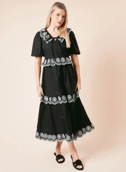 DOROTHY PERKINS Mono Embroidered Tiered Midi Dress 16
