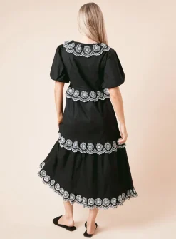 DOROTHY PERKINS Mono Embroidered Tiered Midi Dress 16