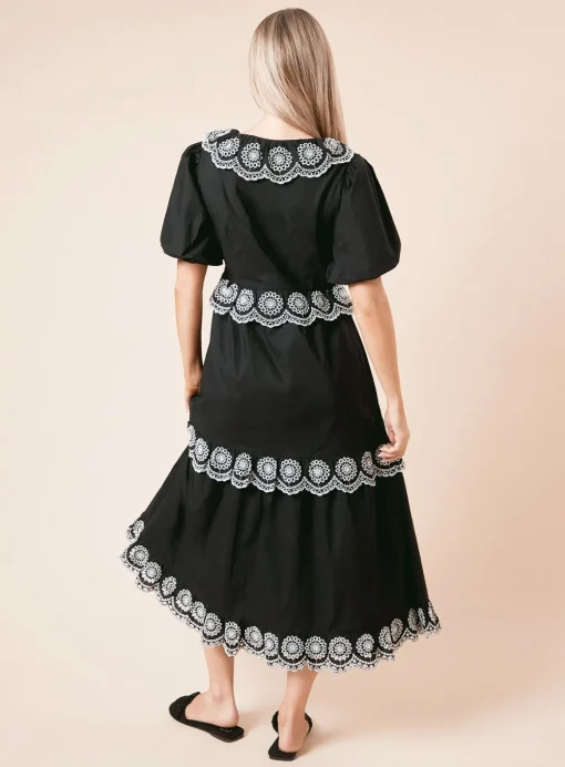 DOROTHY PERKINS Mono Embroidered Tiered Midi Dress 16