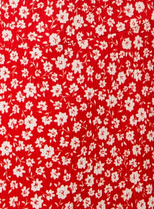 DOROTHY PERKINS Red Ditsy V Neck Short Sleeve Midi Dress 22