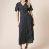 DOROTHY PERKINS Spot Button Through Flutter Sleeve Midi Dress 10