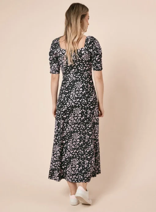 DOROTHY PERKINS Square Neck Leopard Short Sleeve Midi Dress 10