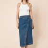 DOROTHY PERKINS Wrap Front Denim Midi Skirt 8