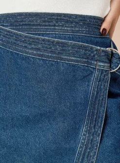 DOROTHY PERKINS Wrap Front Denim Midi Skirt 8