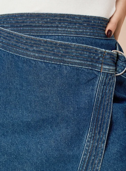 DOROTHY PERKINS Wrap Front Denim Midi Skirt 8